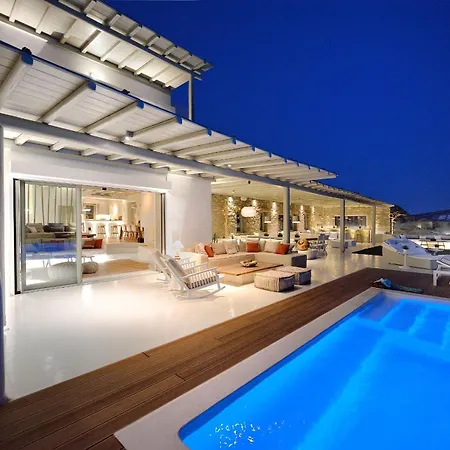 Vila Outstanding Mykonos 6 Bedrooms Agamemnon Sauna Jacuzzi Panoramic Sea Views Elia (Mykonos)